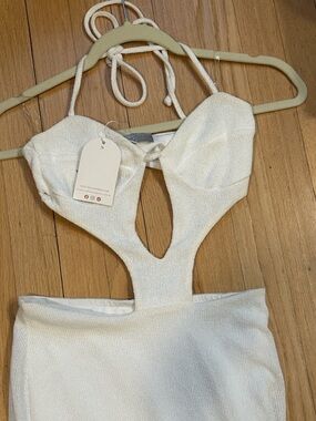 Cream Halter Maxi Dress with Cutout Detail